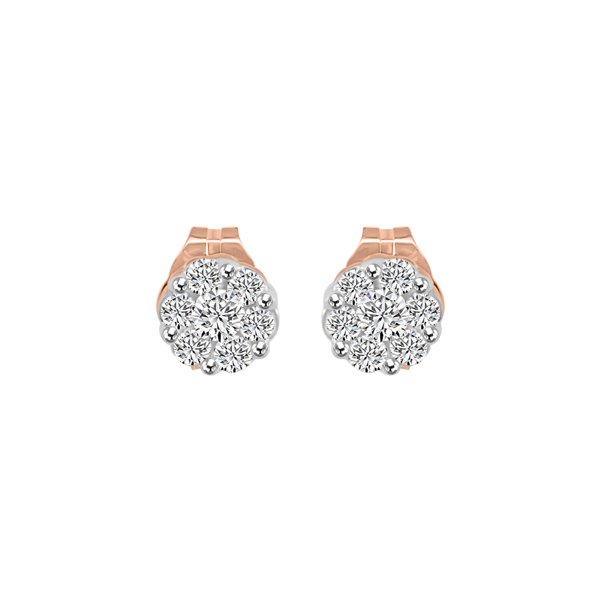 10KY 0.25 Ctw Diamond Floral Stud Earring