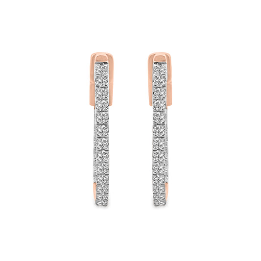 10KR 0.75 Ctw Inside Out Diamond Oval Shape Earring Hoop