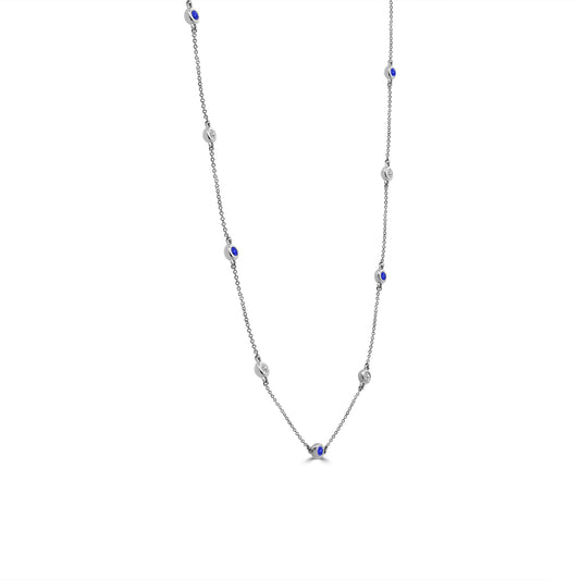 14KW Sapphire Station Necklace with 9 Stones