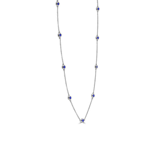 14KW Sapphire Station Necklace with 9 Stones