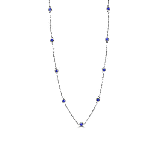 14KW Sapphire Station Necklace with 9 Stones