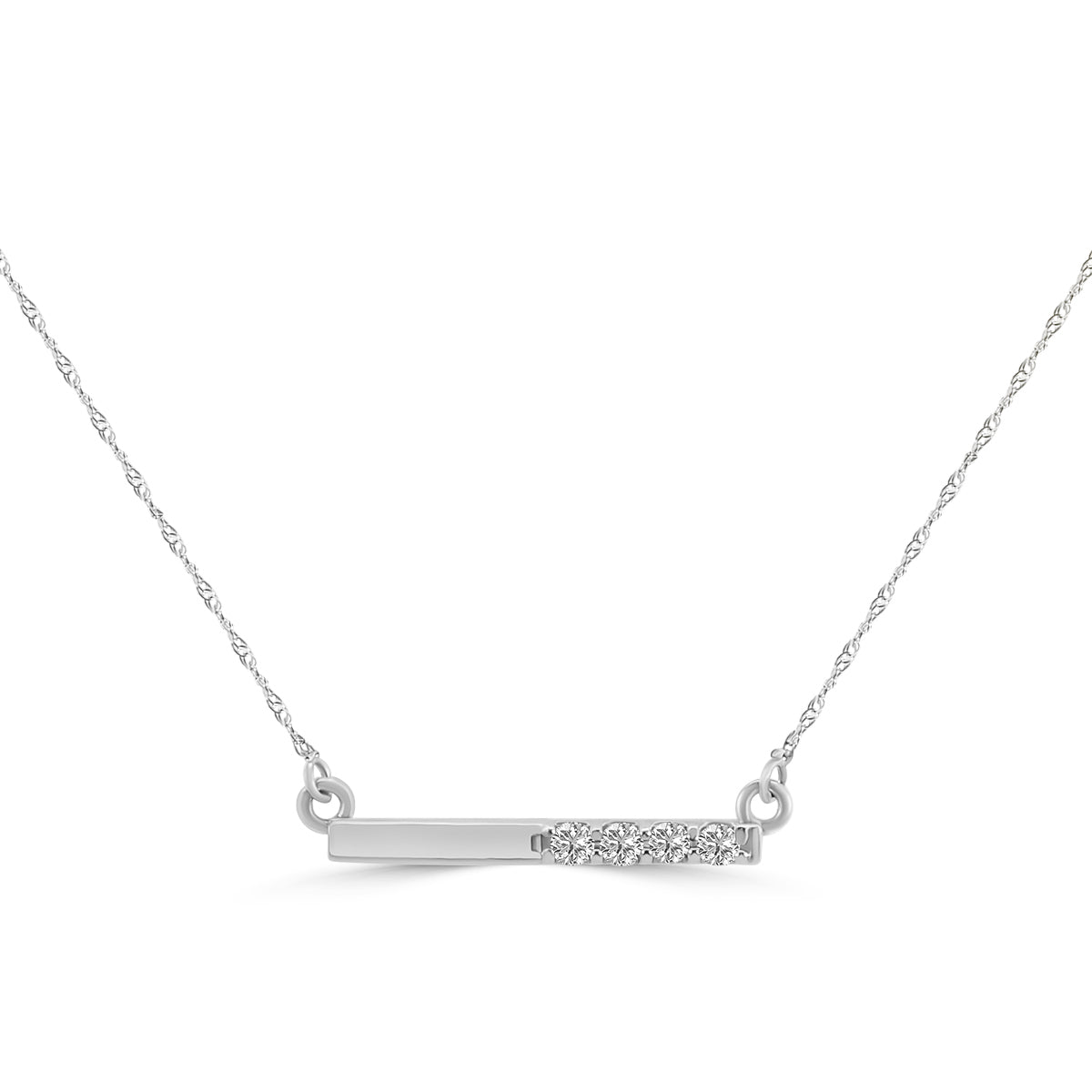 14KR 0.15 Ctw Horizontal Diamond Bar Necklace