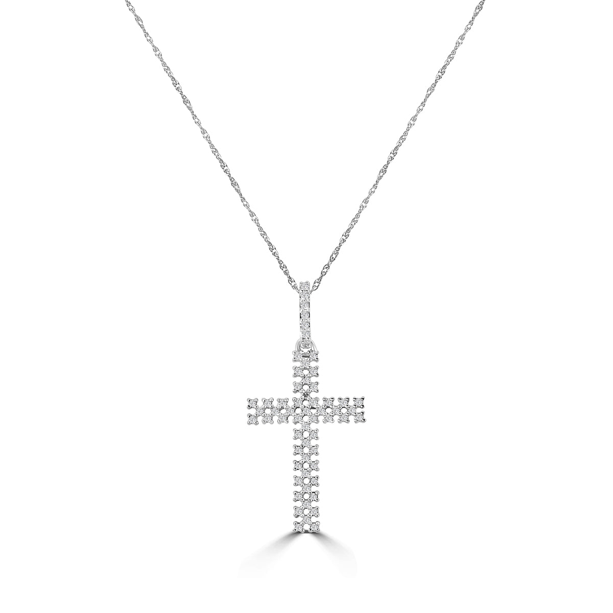 14KW 0.25 Ctw Cross Diamond Pendant with Chain