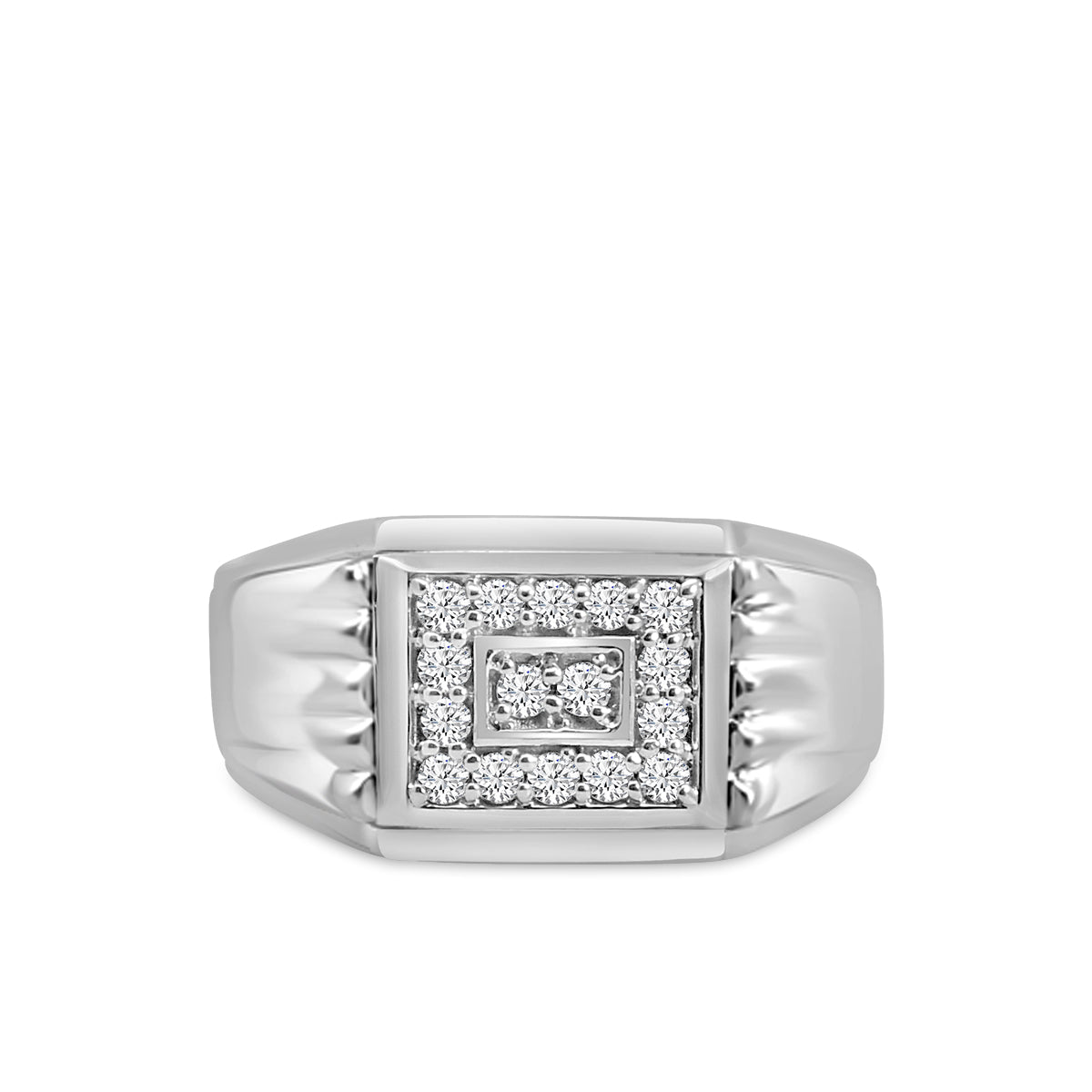 14KY 0.33 Ctw Men's Pyramid Border Diamond Ring