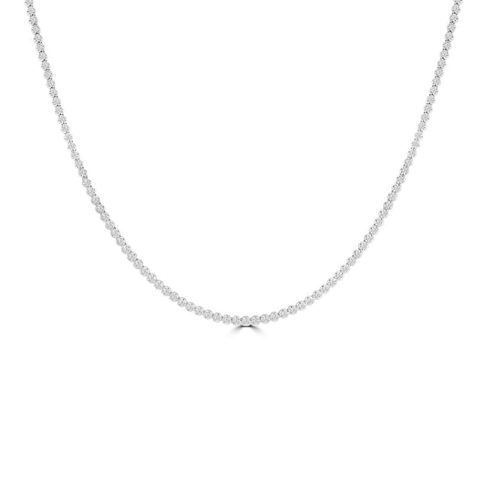 14KW  Classic Standard 4 Prong 4.00 Ctw Straight Diamond Tennis Necklace in Crown Setting